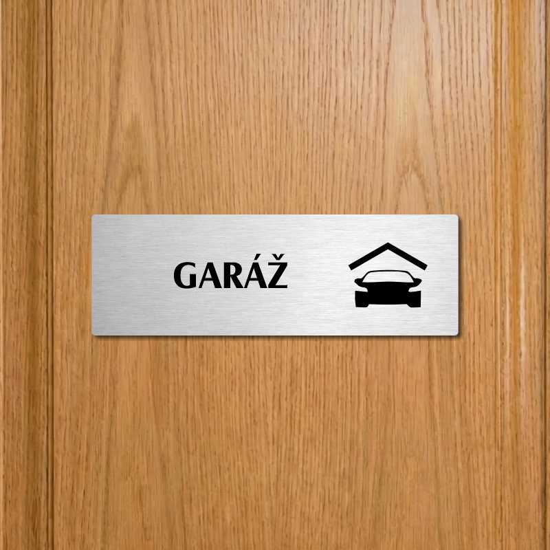 Garáž, 200x66mm, zlatá popiska s okrasným rámečkem  